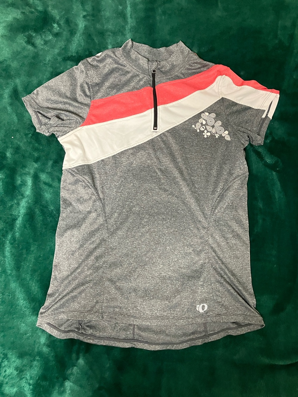 Pearl Izumi Gray Cycling Jersey with Pink & White Panels